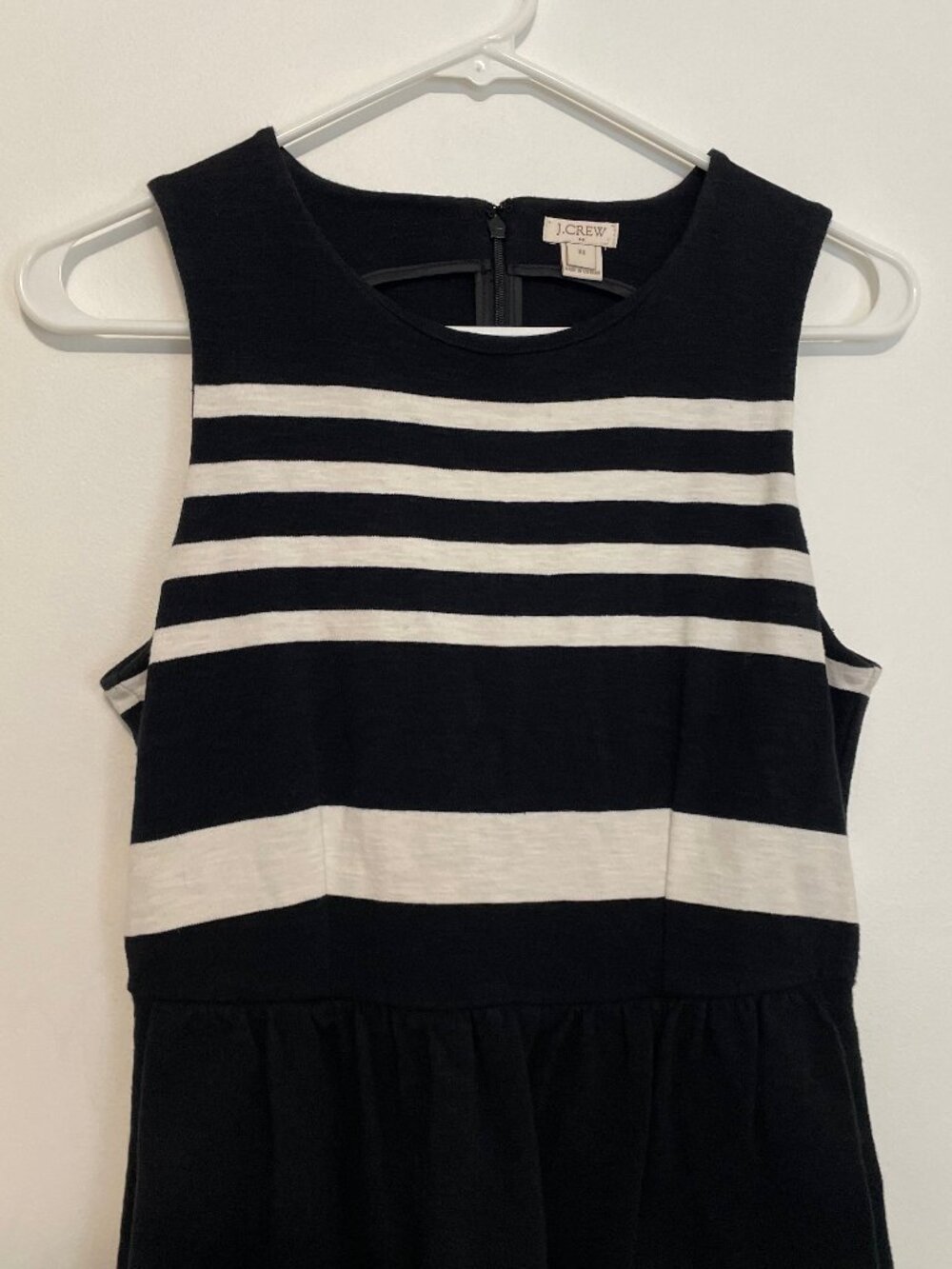J. CREW Factory Striped Daybreak Dress Black White Sleeveless Mini Fit & Flare - Picture 6 of 16